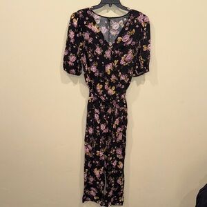 Wild Fable Black and Purple Floral Jumpsuit